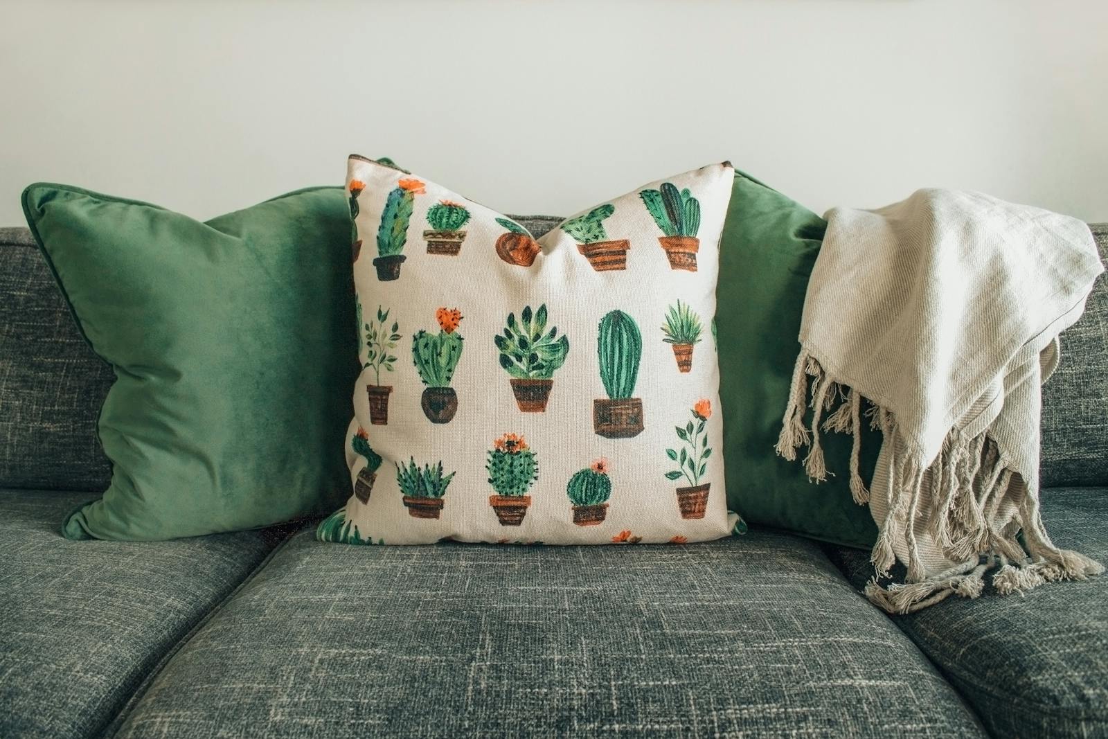 White and Green Throw Pillows